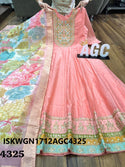 Embroidered Chanderi Silk Gown With Digital Printed Silk Dupatta-ISKWGN1712AGC4325