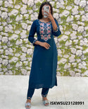 Embroidered Silk Kurti With Pant And Jacquard Printed Dupatta-ISKWSU23128991