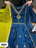 Embroidered Chinon Silk Anarkali Kurti With Pant And Dupatta-ISKWSU2312AGC4591