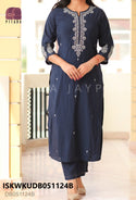 Embroidered Silk Kurti With Pant-ISKWKUDB051124B