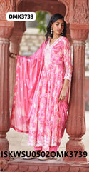 Digital Floral Printed Chinon Anarkali Gown With Pant And Dupatta-ISKWSU0502OMK3739