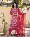 Embroidered Kota Doriya Kurti With Cotton Pant And Dupatta-ISKWSU1002PPC/D1763