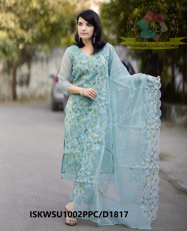 Embroidered Kota Doriya Kurti With Cotton Pant And Dupatta-ISKWSU1002PPC/D1817