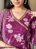 Discharge Printed Cotton Kurti With Pant And Dupatta-ISKWSU1002VC3360/VC3361