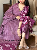 Discharge Printed Cotton Kurti With Pant And Dupatta-ISKWSU1002VC3360/VC3361