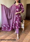 Discharge Printed Cotton Kurti With Pant And Dupatta-ISKWSU1002VC3360/VC3361