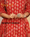 Bagru Printed Cotton Kurti With Pant And Dupatta-ISKWSU11024534