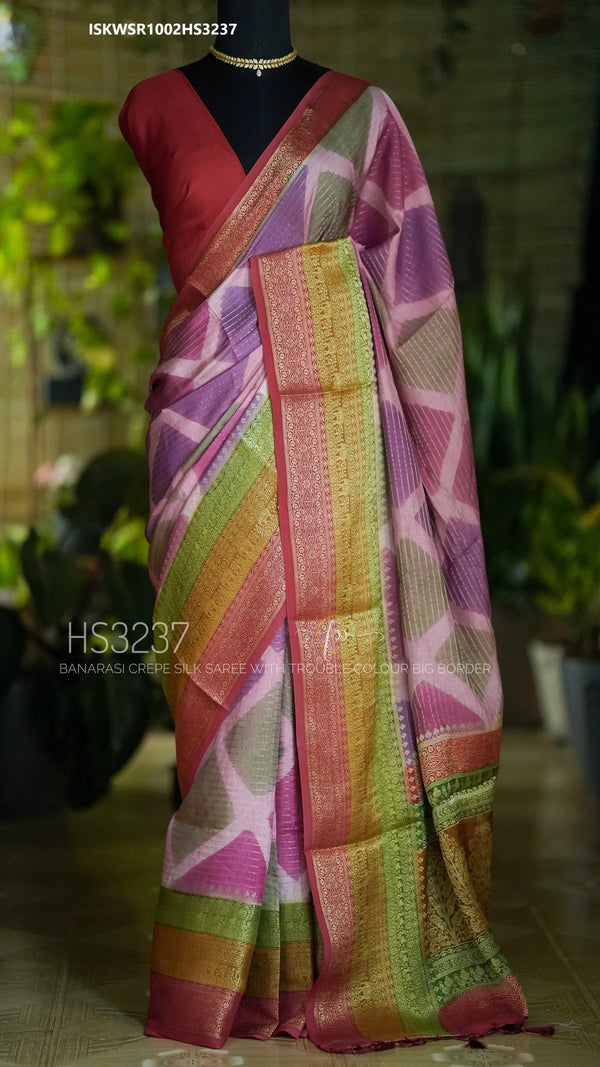 Banarasi Crepe Silk Saree With Blouse-ISKWSR1002HS3237