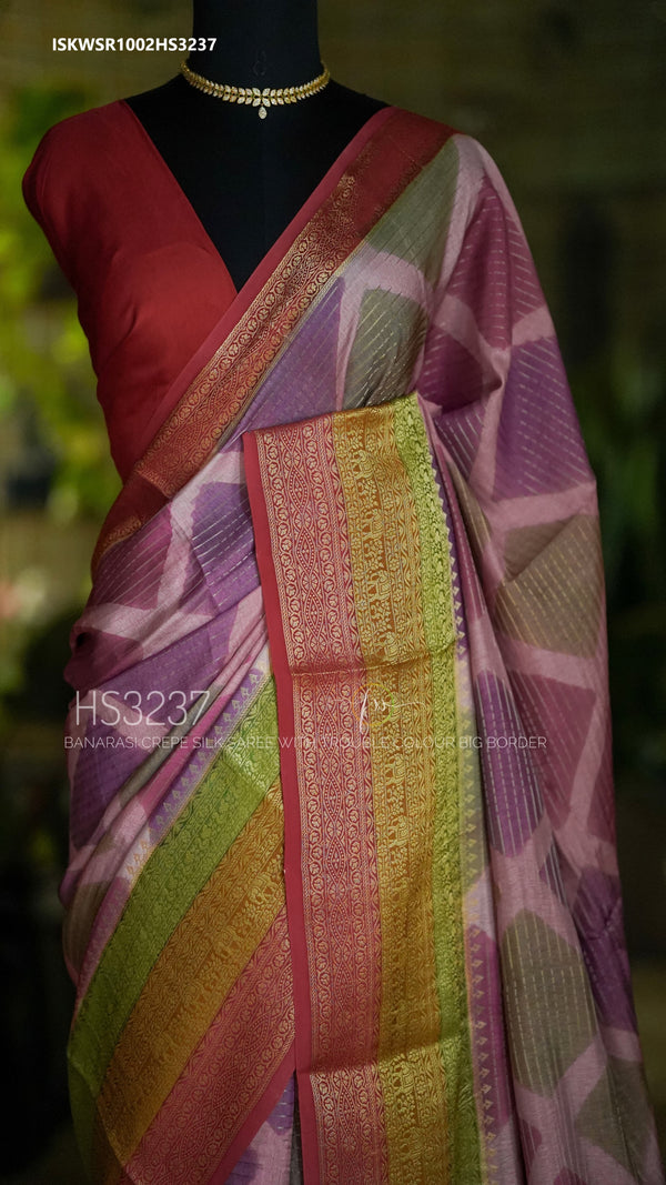 Banarasi Crepe Silk Saree With Blouse-ISKWSR1002HS3237