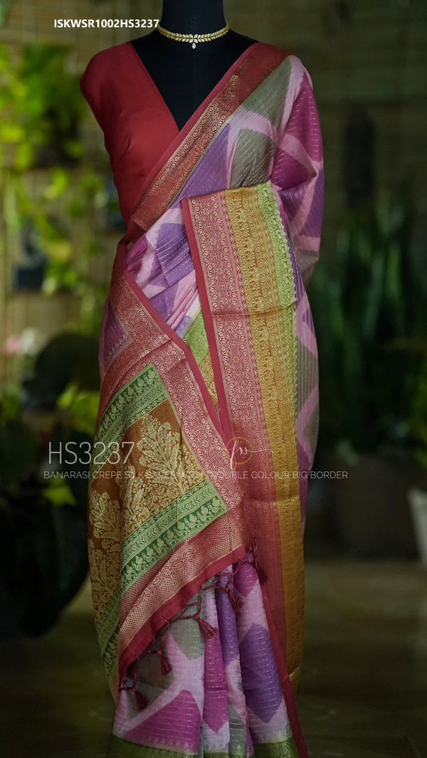 Banarasi Crepe Silk Saree With Blouse-ISKWSR1002HS3237