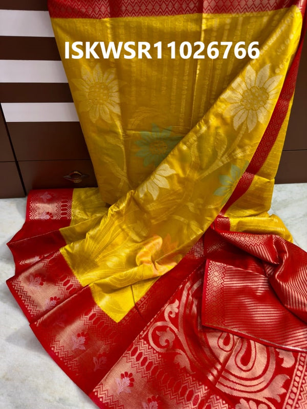 Banarasi Weaved Katan Silk Saree With Contrast Jacquard Blouse-ISKWSR11026766