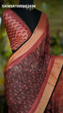 Coral Printed Silk Saree With Printed Blouse-ISKWSR1002HS3694