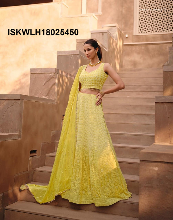 Embroidered Georgette Lehenga With Blouse And Dupatta-ISKWLH18025450