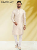 Men's Jacquard Kurta With Silk Pant-ISKM09054227