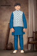 Kid's Silk Kurta Pajama With Nehru Jacket-ISKKD16054294