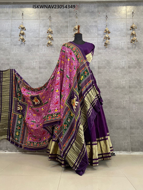 Gaji Silk Lehenga With Blouse And Digital Printed Modal Dupatta-ISKWNAV23054349