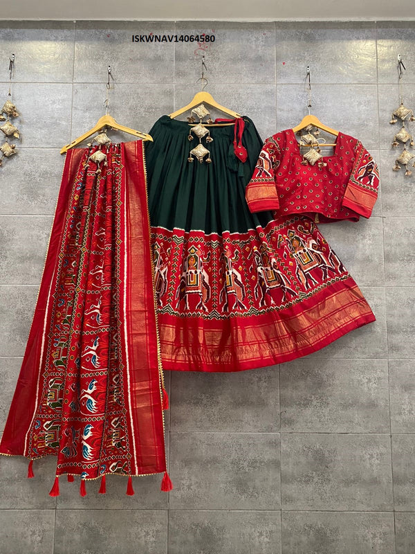 Foil Printed Pashmina Silk Lehenga With Blouse And Modal Dupatta-ISKWNAV14064580