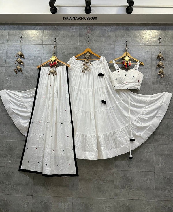 Buy Printed Cotton White Designer Lehenga Choli : 161082 - Lehenga Choli