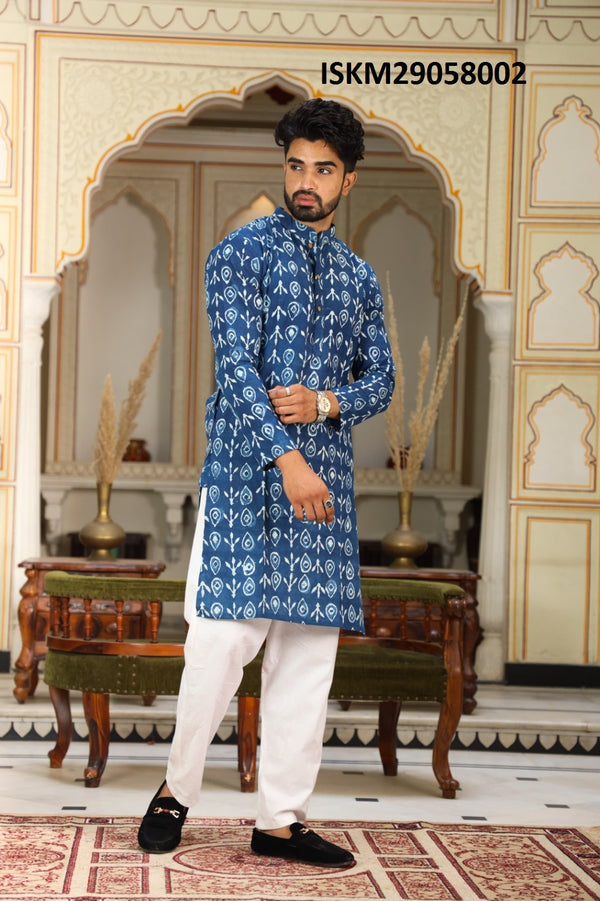 Printed Cotton Kurta With Pajama-ISKM29058002