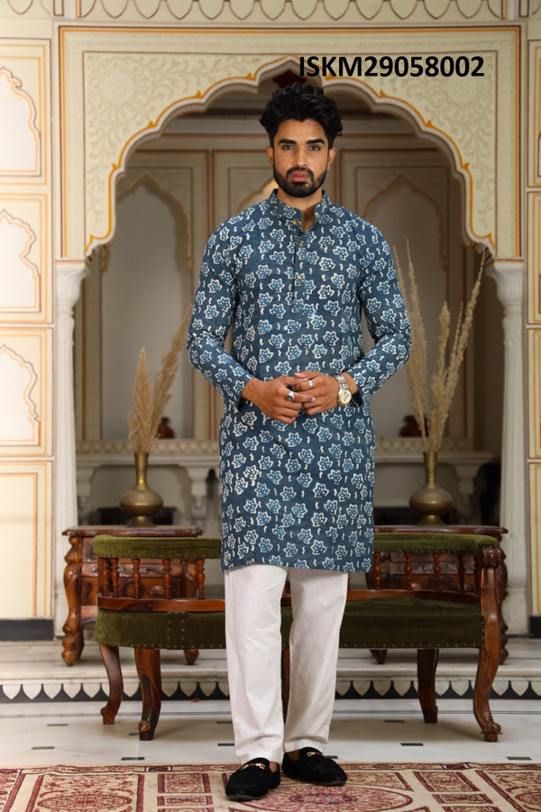 Printed Cotton Kurta With Pajama-ISKM29058002