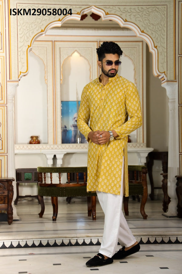 Printed Cotton Kurta With Pajama-ISKM29058004