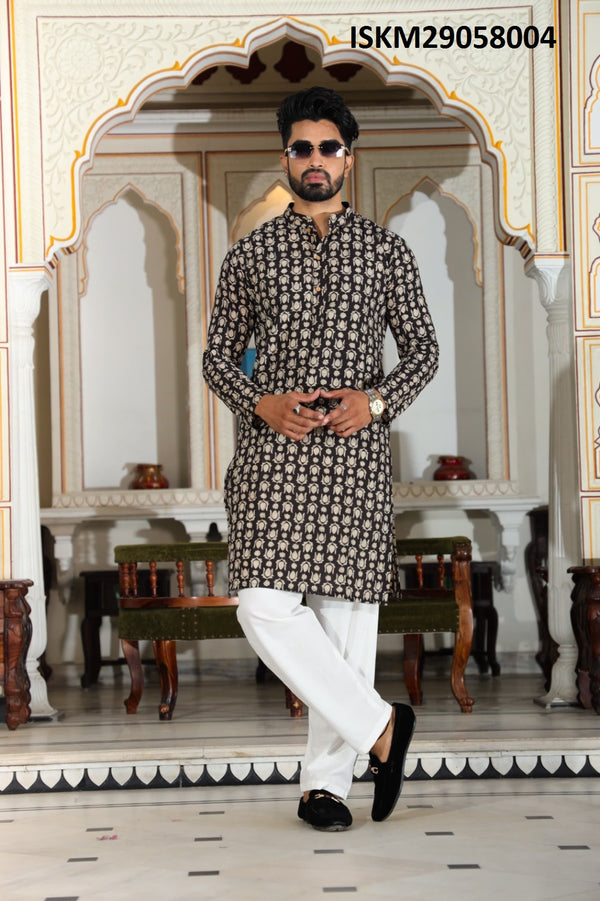 Printed Cotton Kurta With Pajama-ISKM29058004