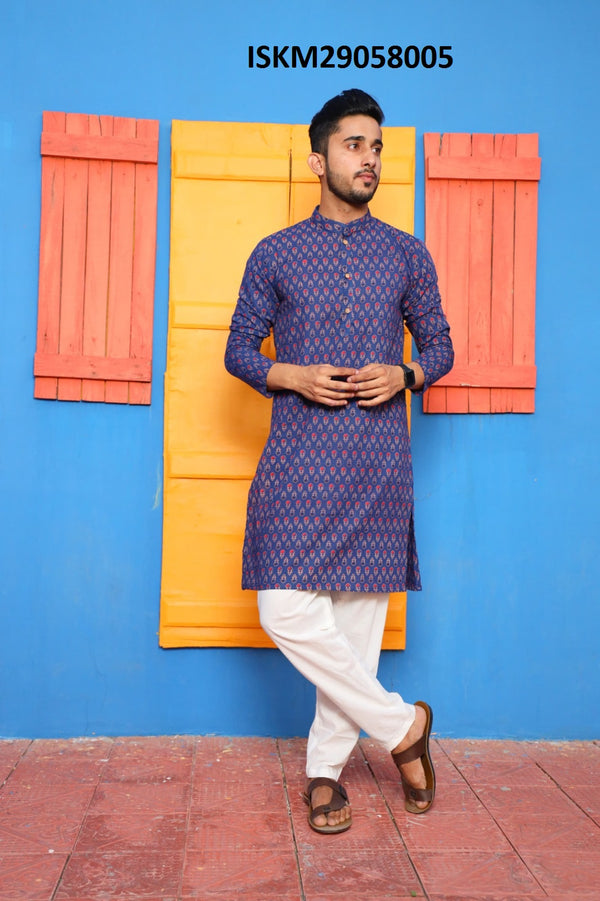 Printed Cotton Kurta With Pajama-ISKM29058005