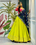 Satin Cotton Lehenga With Embroidered Blouse And Dupatta-ISKWNAV03068700