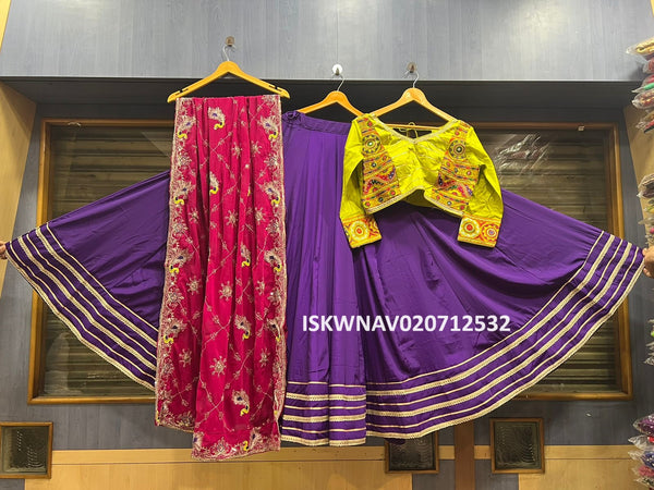 Cotton Silk Lehenga With Gamthi Blouse And Dupatta-ISKWNAV020712532