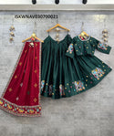 Embroidered Cotton Lehenga With Blouse And Rayon Cotton Dupatta-ISKWNAV030700021