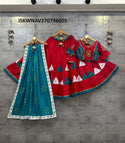 Embroidered Cotton Lehenga With Blouse And Hand Block Printed Malmal Cotton Dupatta-ISKWNAV270736005