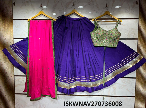 Sequined Cotton Silk Lehenga With Blouse And Dupatta-ISKWNAV270736008