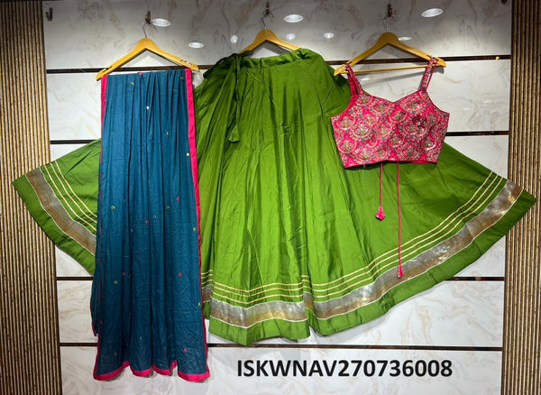 Sequined Cotton Silk Lehenga With Blouse And Dupatta-ISKWNAV270736008