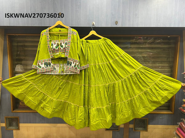 Embroidered Rayon Cotton Lehenga With Blouse And Koti-ISKWNAV270736010