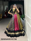 Foil Printed Dola Silk Lehenga With Blouse And Chanderi Dupatta -ISKWNAV05101746