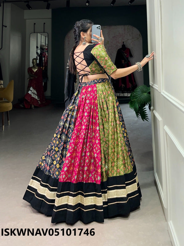 Foil Printed Dola Silk Lehenga With Blouse And Chanderi Dupatta -ISKWNAV05101746