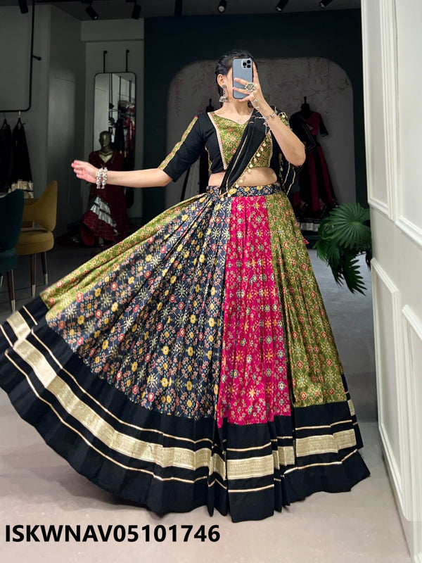 Foil Printed Dola Silk Lehenga With Blouse And Chanderi Dupatta -ISKWNAV05101746