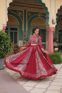 Printed Rayon Lehenga With Blouse And Dupatta-ISKWNAV0510RLWI-7123