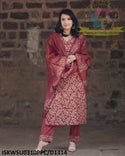 Hand Batik Printed Silk Kurti With Pant And Dupatta-ISKWSU0310PPC/D1314