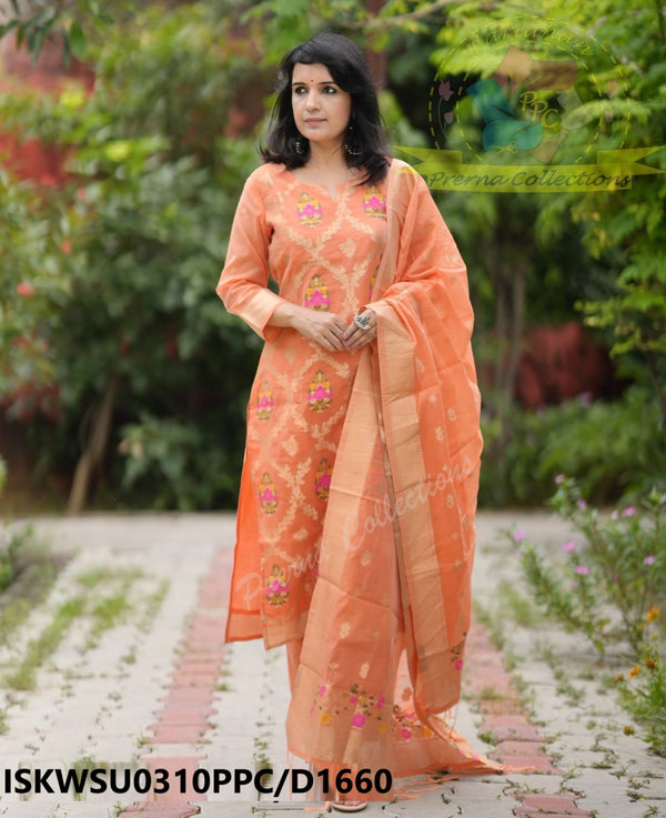 Banarasi Weaved Chanderi Silk With Silk Pant And Banarasi Silk Dupatta-ISKWSU0310PPC/D1660