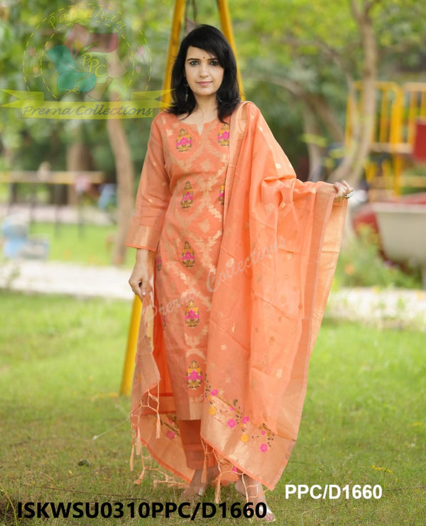 Banarasi Weaved Chanderi Silk With Silk Pant And Banarasi Silk Dupatta-ISKWSU0310PPC/D1660