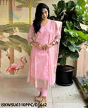 Banarasi Weaved Chanderi Kurti With Cotton Pant And Banarasi Weaved Dupatta-ISKWSU0310PPC/D1642