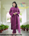 Embroidered Khadi Kurti With Pant And Kota Doriya Dupatta-ISKWSU0310PPC/D1176