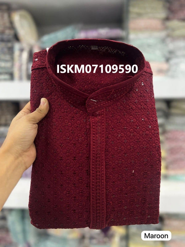 Men's Chikankari Rayon Kurta-ISKM07109590