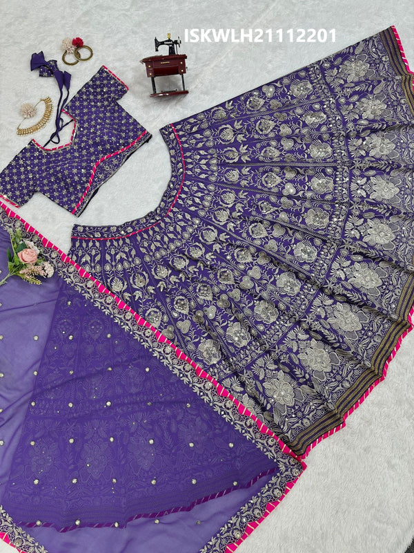 Embroidered Georgette Lehenga With Blouse And Dupatta-ISKWLH21112201