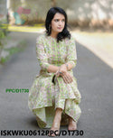 Hand Block Printed Cotton Kurti With Kantha Pant-ISKWKU0612PPC/D1730