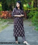 Printed Cotton Kurti With Pant And Quilted Jacket-ISKWKU06121870