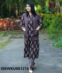 Printed Cotton Kurti With Pant And Quilted Jacket-ISKWKU06121870