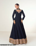 Embroidered Georgette Anarkali With Dupatta-ISKWAN181237891