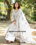 Hand Block Printed Cotton Kurti With Palazzo And Kota Doriya Dupatta-ISKWSU1912PPC/D1658